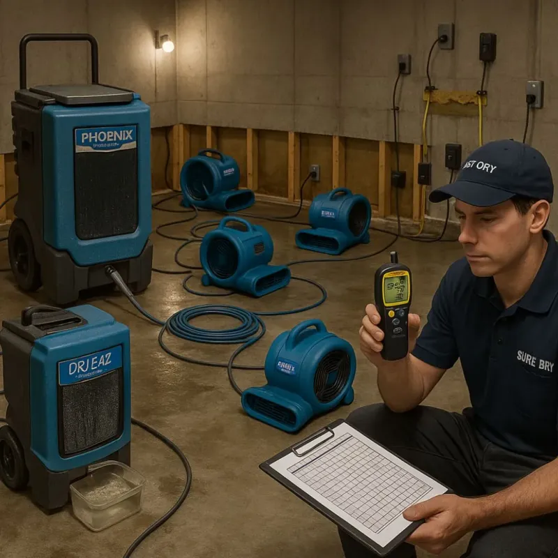 Structural Drying and Dehumidification process in Ridgetop, TN
